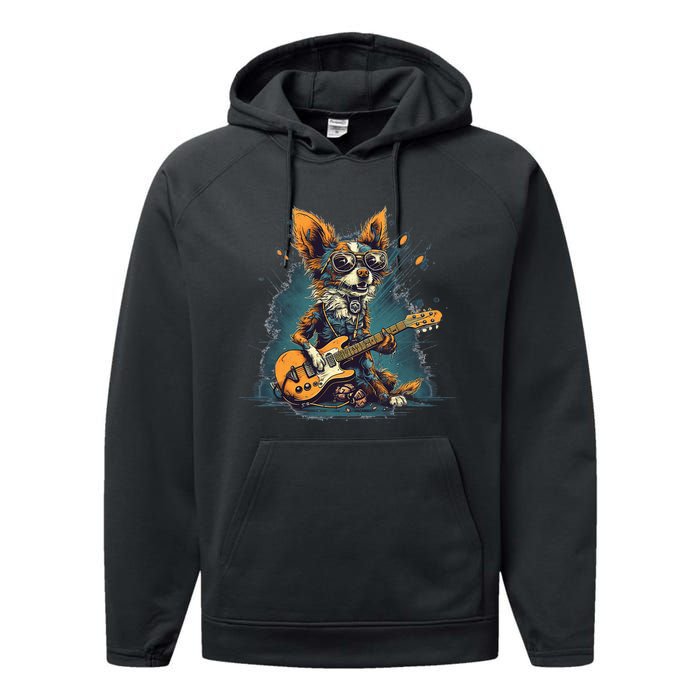 Electric Guitar Rock Music Jack Chi Dog Performance Fleece Hoodie