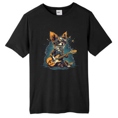 Electric Guitar Rock Music Jack Chi Dog Tall Fusion ChromaSoft Performance T-Shirt