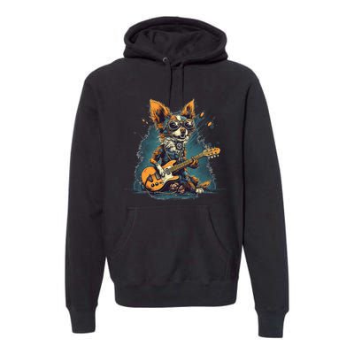 Electric Guitar Rock Music Jack Chi Dog Premium Hoodie