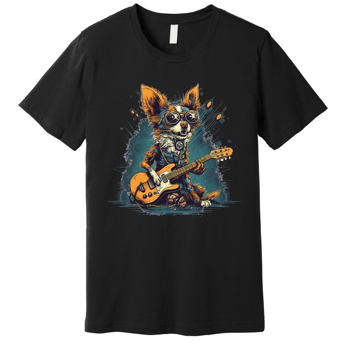 Electric Guitar Rock Music Jack Chi Dog Premium T-Shirt