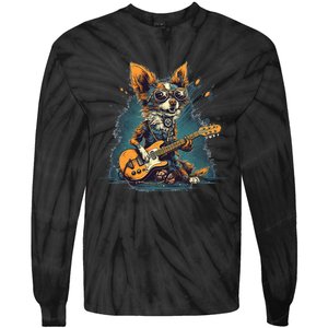 Electric Guitar Rock Music Jack Chi Dog Tie-Dye Long Sleeve Shirt