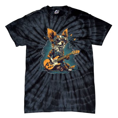 Electric Guitar Rock Music Jack Chi Dog Tie-Dye T-Shirt