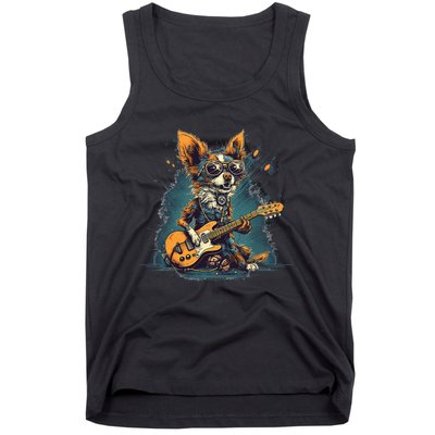 Electric Guitar Rock Music Jack Chi Dog Tank Top