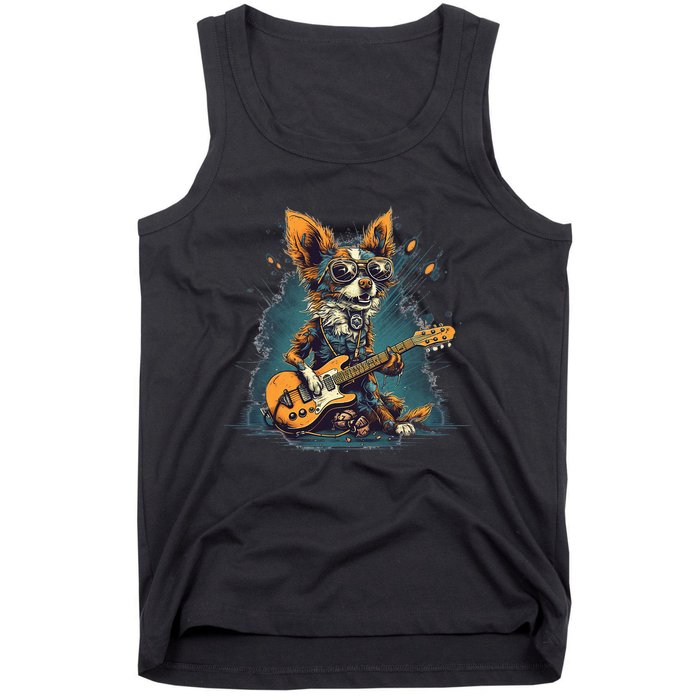 Electric Guitar Rock Music Jack Chi Dog Tank Top