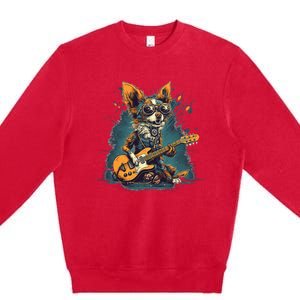 Electric Guitar Rock Music Jack Chi Dog Premium Crewneck Sweatshirt