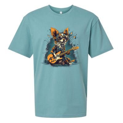 Electric Guitar Rock Music Jack Chi Dog Sueded Cloud Jersey T-Shirt