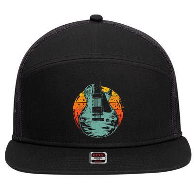 Electric Guitar Retro Sunset 7 Panel Mesh Trucker Snapback Hat