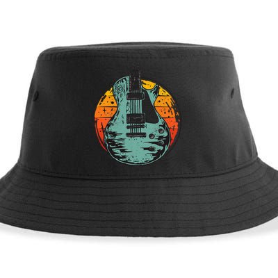 Electric Guitar Retro Sunset Sustainable Bucket Hat