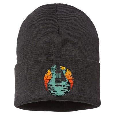 Electric Guitar Retro Sunset Sustainable Knit Beanie