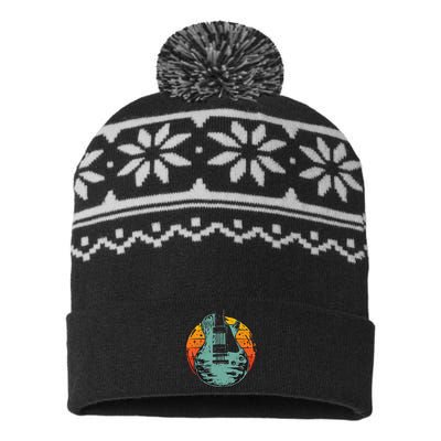 Electric Guitar Retro Sunset USA-Made Snowflake Beanie