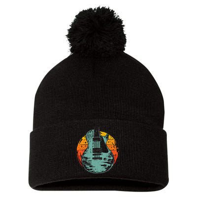 Electric Guitar Retro Sunset Pom Pom 12in Knit Beanie