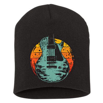 Electric Guitar Retro Sunset Short Acrylic Beanie