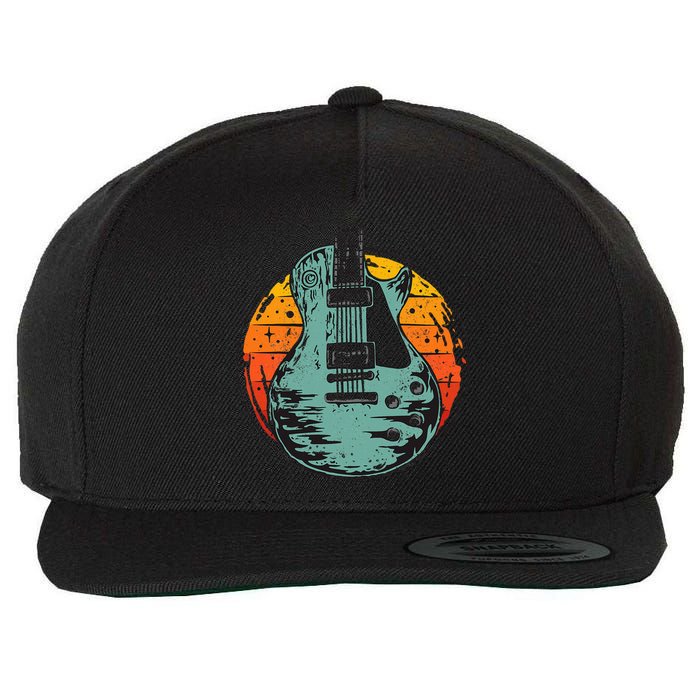 Electric Guitar Retro Sunset Wool Snapback Cap