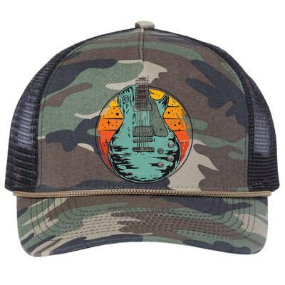 Electric Guitar Retro Sunset Retro Rope Trucker Hat Cap