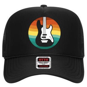 Electric Guitar Retro Sunset High Crown Mesh Back Trucker Hat