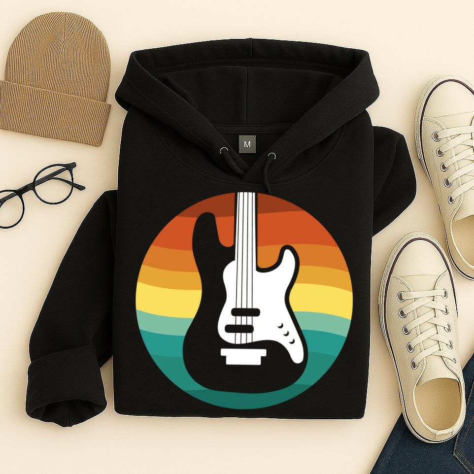Electric Guitar Retro Sunset Hoodie