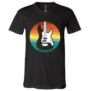 Electric Guitar Retro Sunset V-Neck T-Shirt