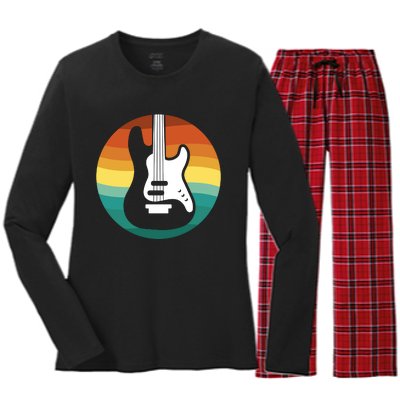 Electric Guitar Retro Sunset Women's Long Sleeve Flannel Pajama Set 