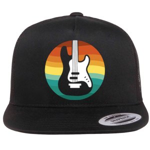 Electric Guitar Retro Sunset Flat Bill Trucker Hat