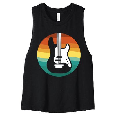 Electric Guitar Retro Sunset Women's Racerback Cropped Tank