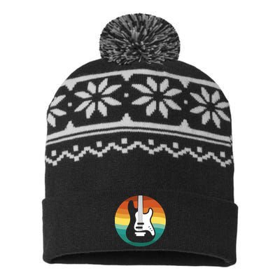 Electric Guitar Retro Sunset USA-Made Snowflake Beanie