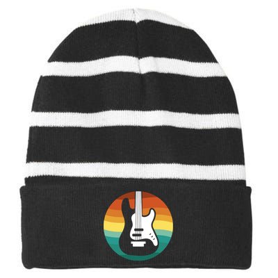 Electric Guitar Retro Sunset Striped Beanie with Solid Band