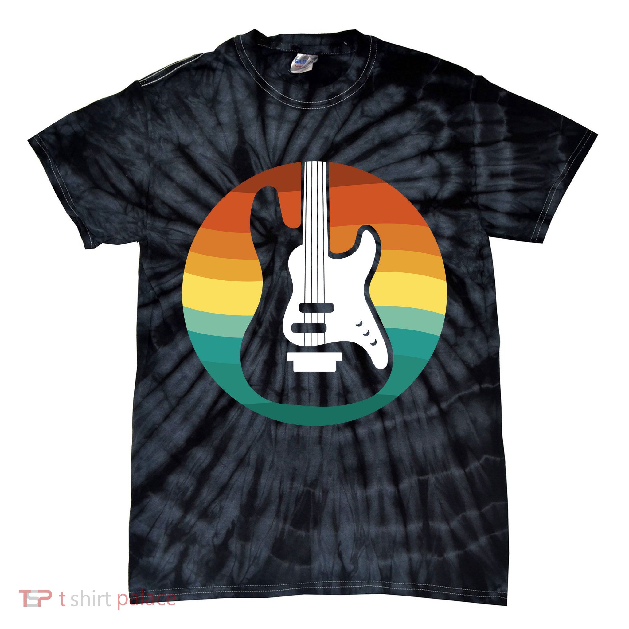 Electric Guitar Retro Sunset Tie-Dye T-Shirt
