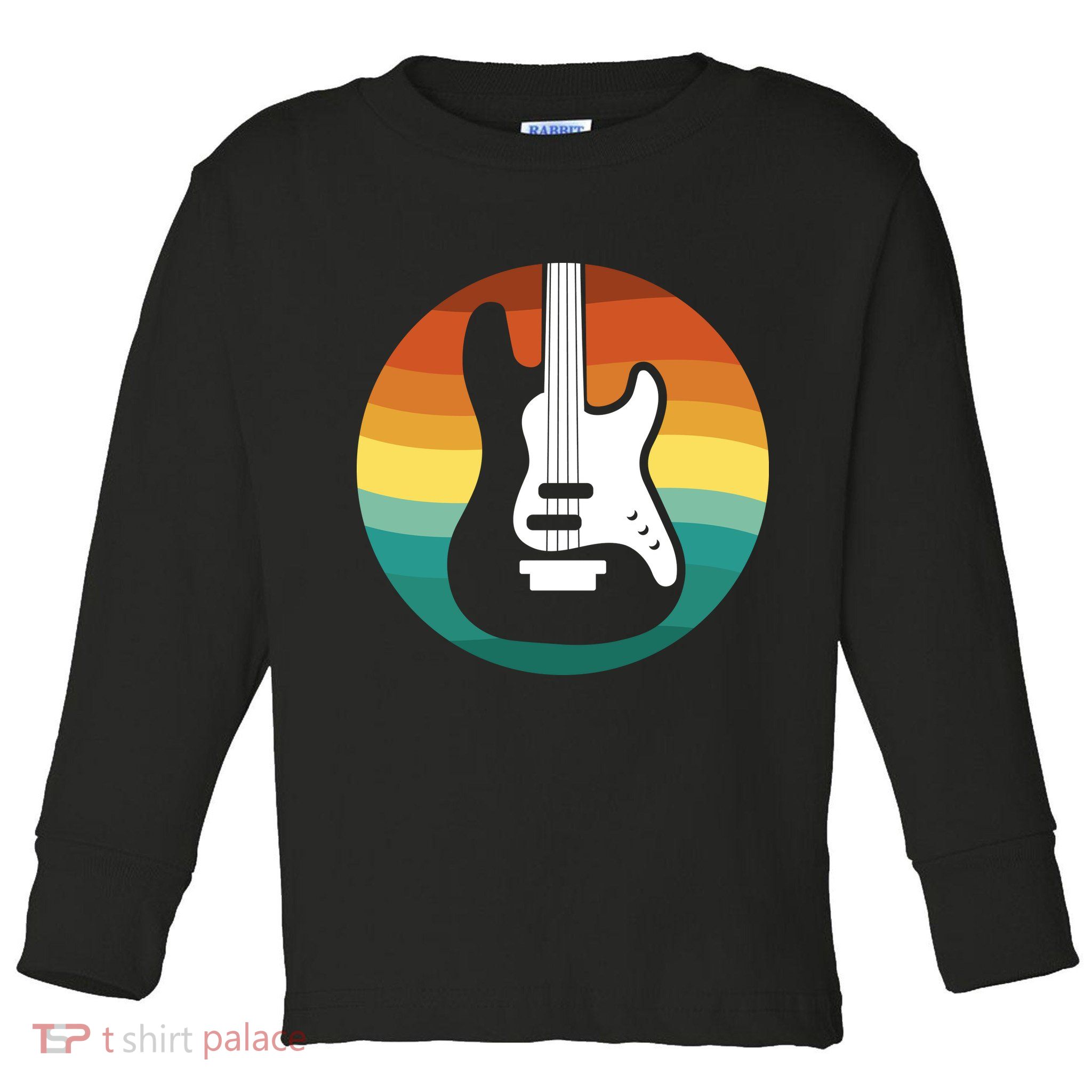Electric Guitar Retro Sunset Toddler Long Sleeve Shirt