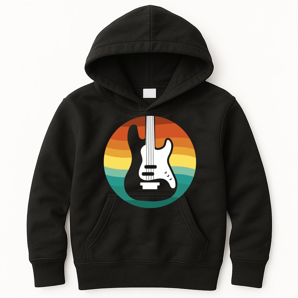 Electric Guitar Retro Sunset Kids Hoodie