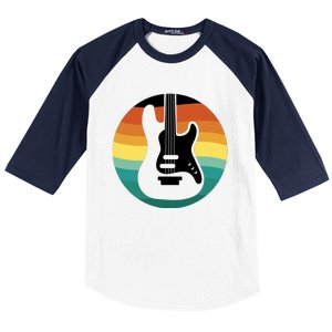 Electric Guitar Retro Sunset Baseball Sleeve Shirt