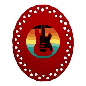 Electric Guitar Retro Sunset Ceramic Oval Ornament