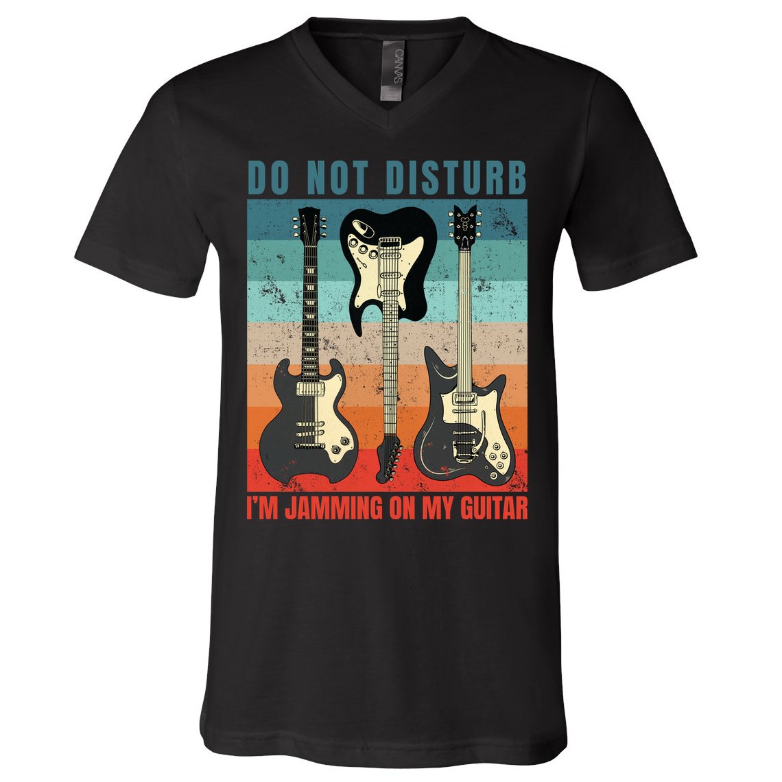 Electric Guitars Retro Sunset V-Neck T-Shirt