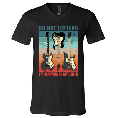 Electric Guitars Retro Sunset V-Neck T-Shirt