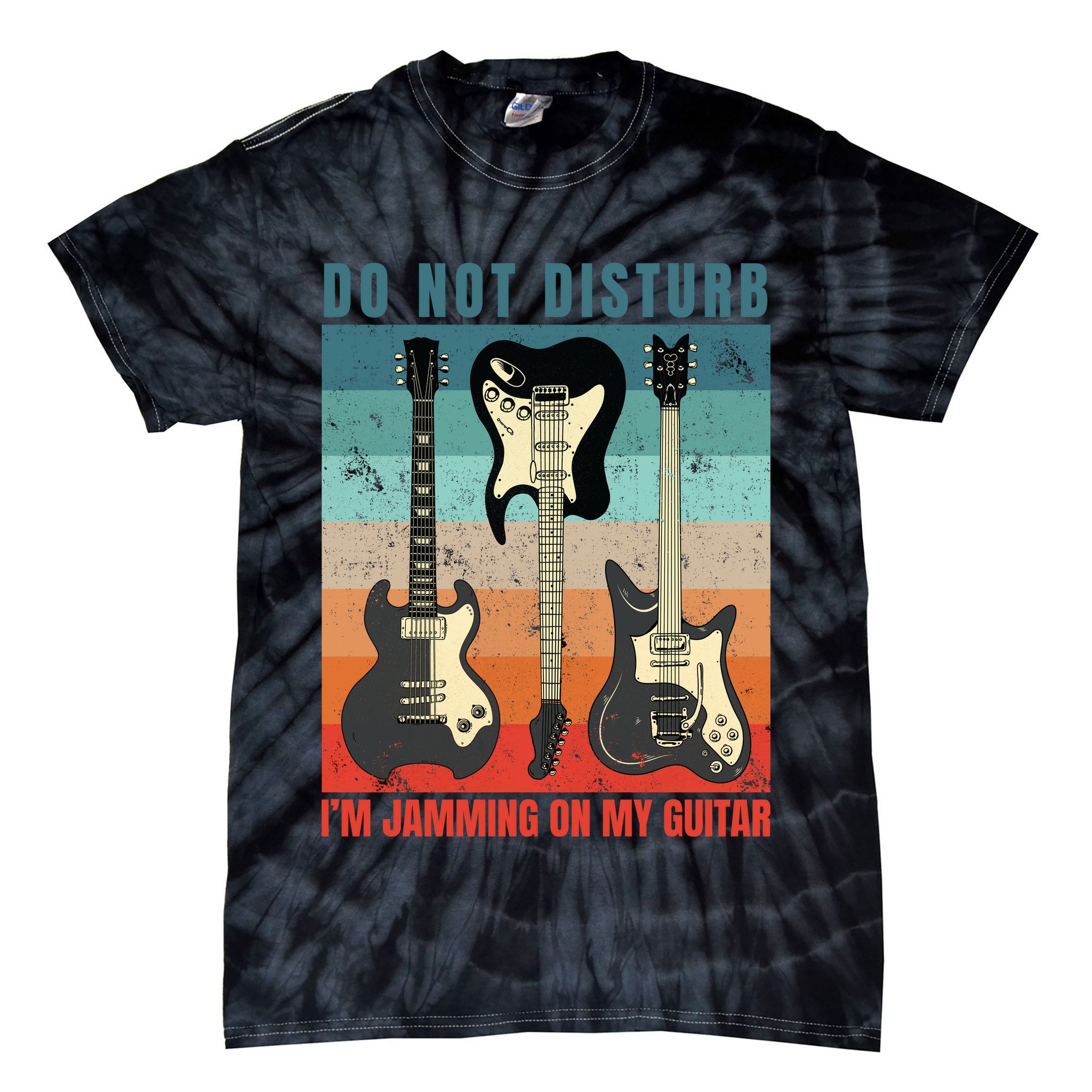 Electric Guitars Retro Sunset Tie-Dye T-Shirt