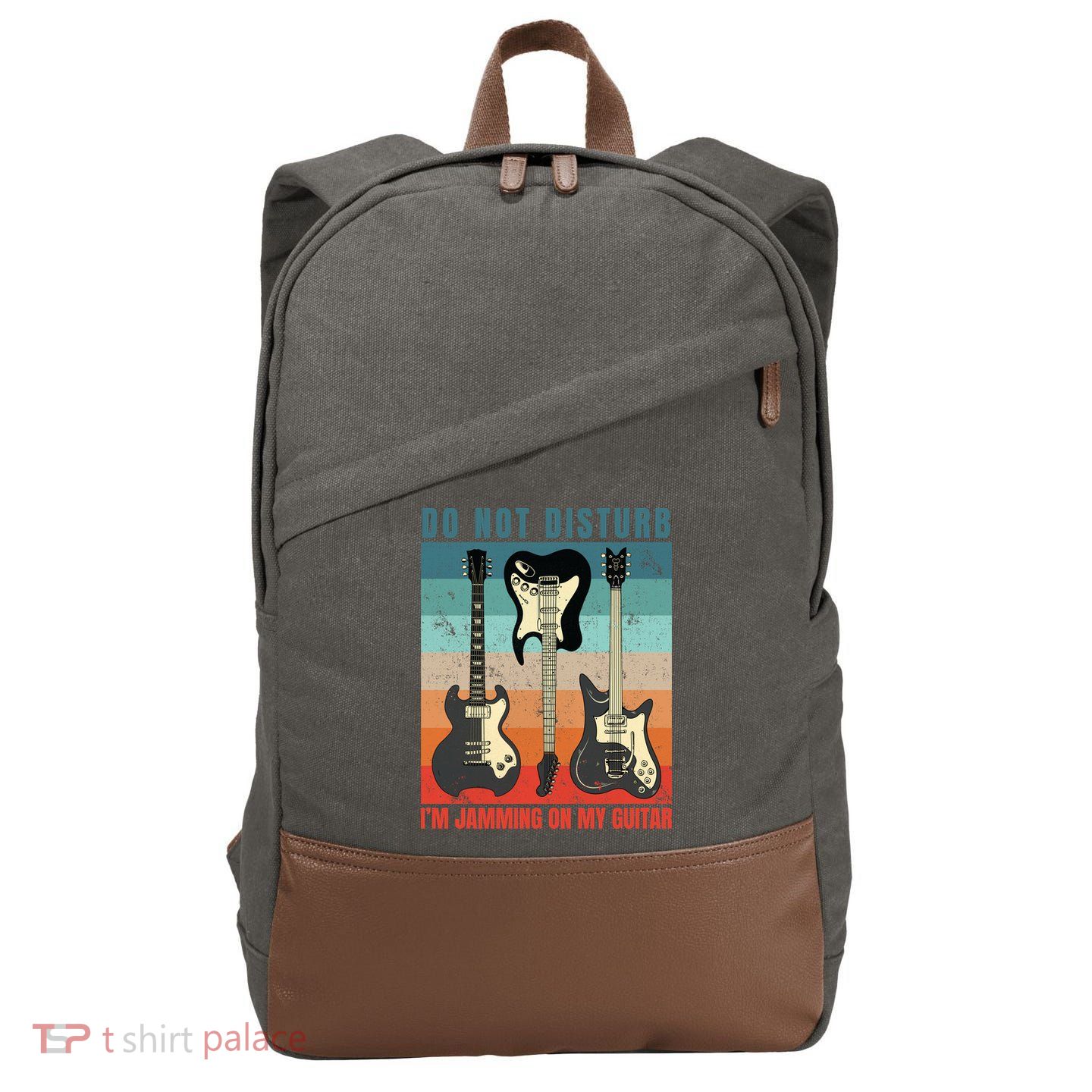 Electric Guitars Retro Sunset Cotton Canvas Backpack