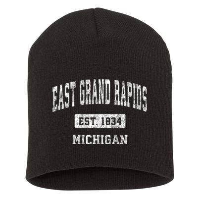 East Grand Rapids Michigan Mi Vintage Established Sports Design Short Acrylic Beanie