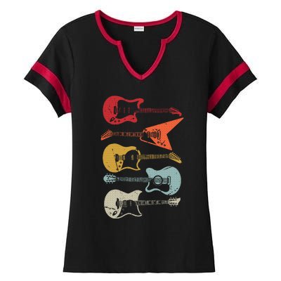 Electric Guitar Retro Acoustic Guitarist Vintage Ladies Halftime Notch Neck Tee