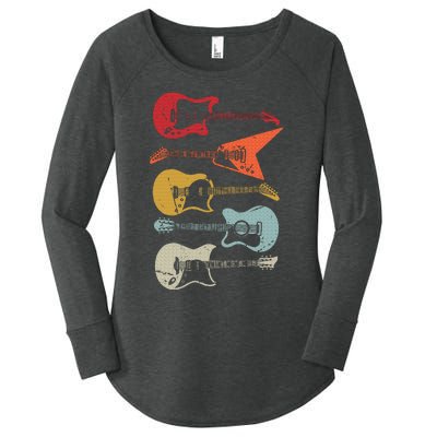 Electric Guitar Retro Acoustic Guitarist Vintage Women's Perfect Tri Tunic Long Sleeve Shirt