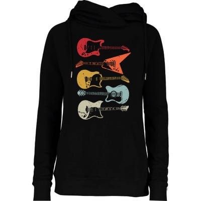 Electric Guitar Retro Acoustic Guitarist Vintage Womens Funnel Neck Pullover Hood