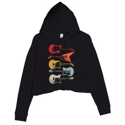 Electric Guitar Retro Acoustic Guitarist Vintage Crop Fleece Hoodie