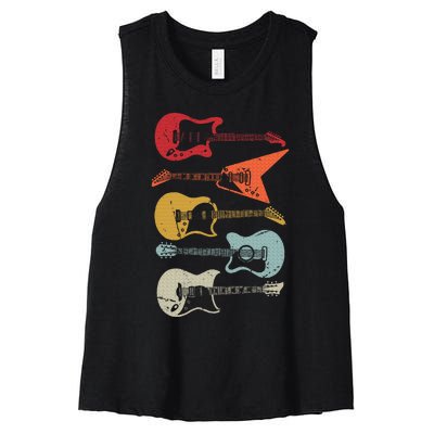 Electric Guitar Retro Acoustic Guitarist Vintage Women's Racerback Cropped Tank