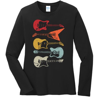 Electric Guitar Retro Acoustic Guitarist Vintage Ladies Long Sleeve Shirt