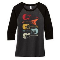 Electric Guitar Retro Acoustic Guitarist Vintage Women's Tri-Blend 3/4-Sleeve Raglan Shirt