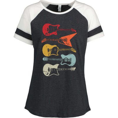 Electric Guitar Retro Acoustic Guitarist Vintage Enza Ladies Jersey Colorblock Tee