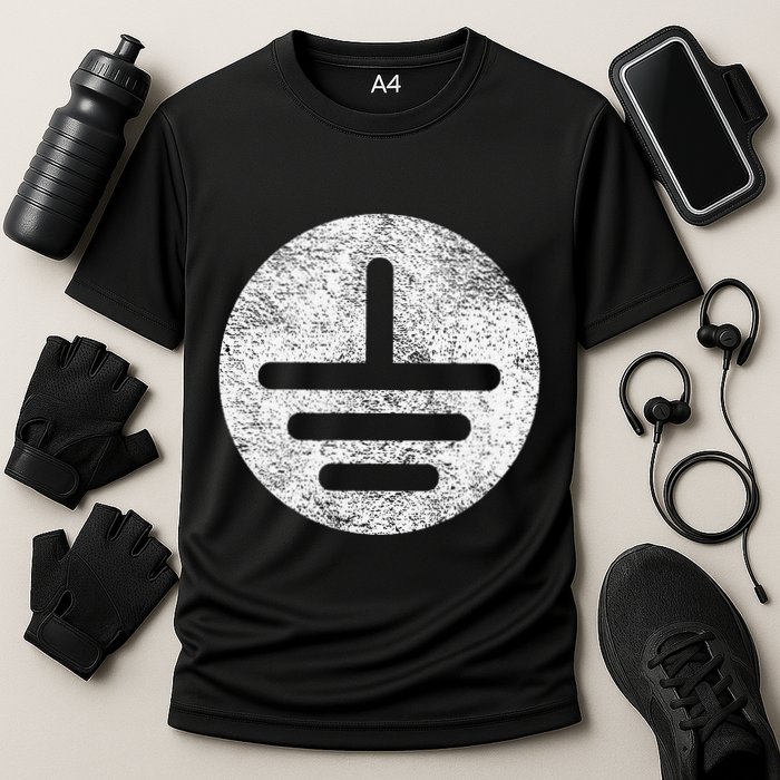 Electrical Ground Symbol Stay Grounded Electric Tech Cooling Performance Crew T-Shirt
