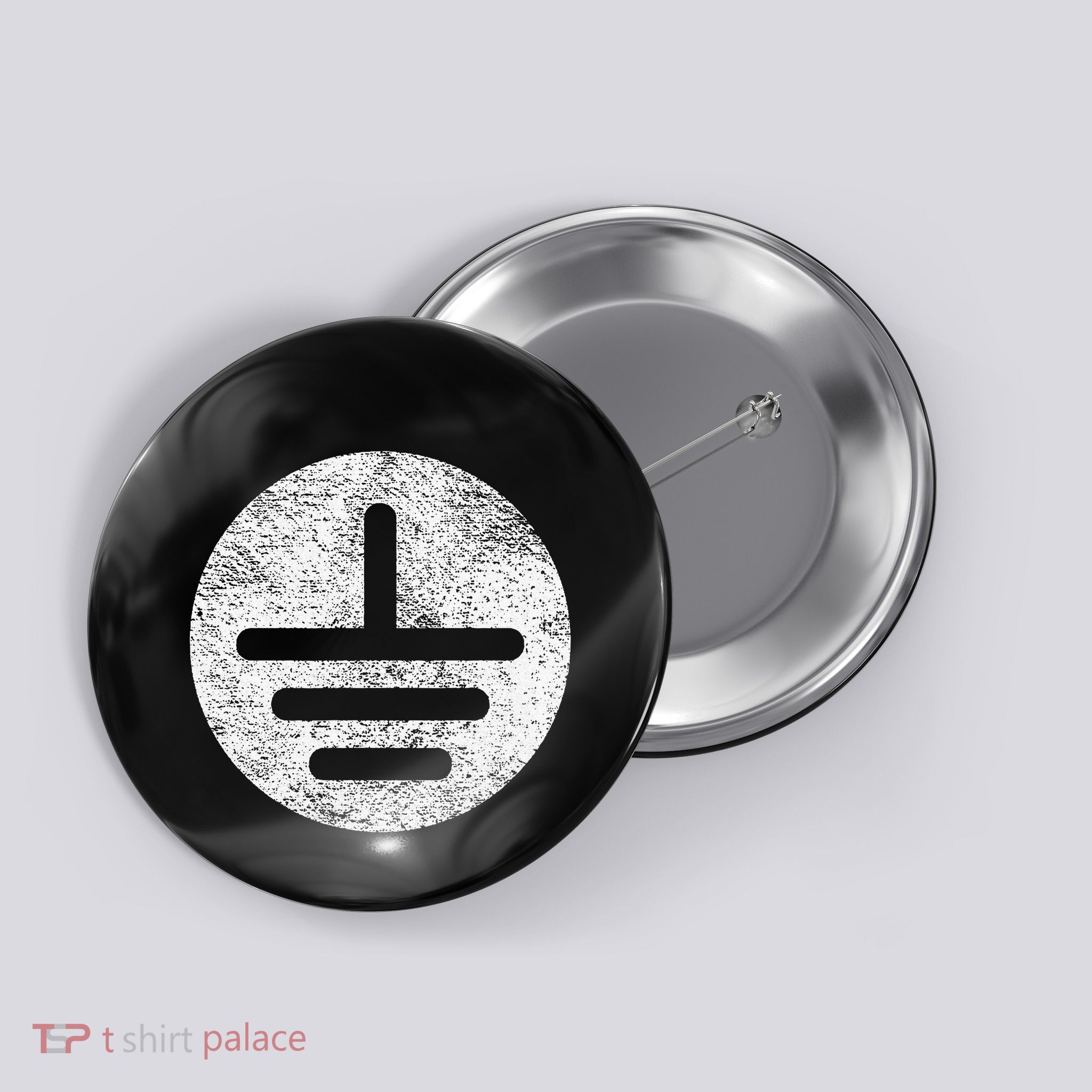 Electrical Ground Symbol Stay Grounded Electric Tech Button