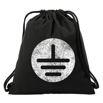 Electrical Ground Symbol Stay Grounded Electric Tech Drawstring Bag