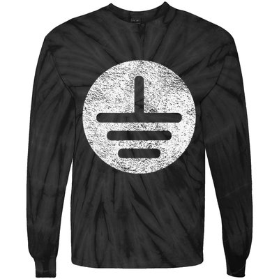 Electrical Ground Symbol Stay Grounded Electric Tech Tie-Dye Long Sleeve Shirt