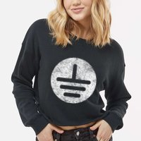 Electrical Ground Symbol Stay Grounded Electric Tech Cropped Pullover Crew