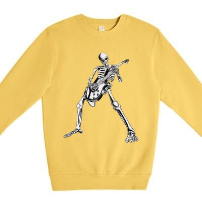 Eagerlys Guitar Skull Skeleton Playing Guitar Premium Crewneck Sweatshirt